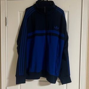 Adidas Navy and Royal Blue Zip-Up Track Jacket Mens Xl